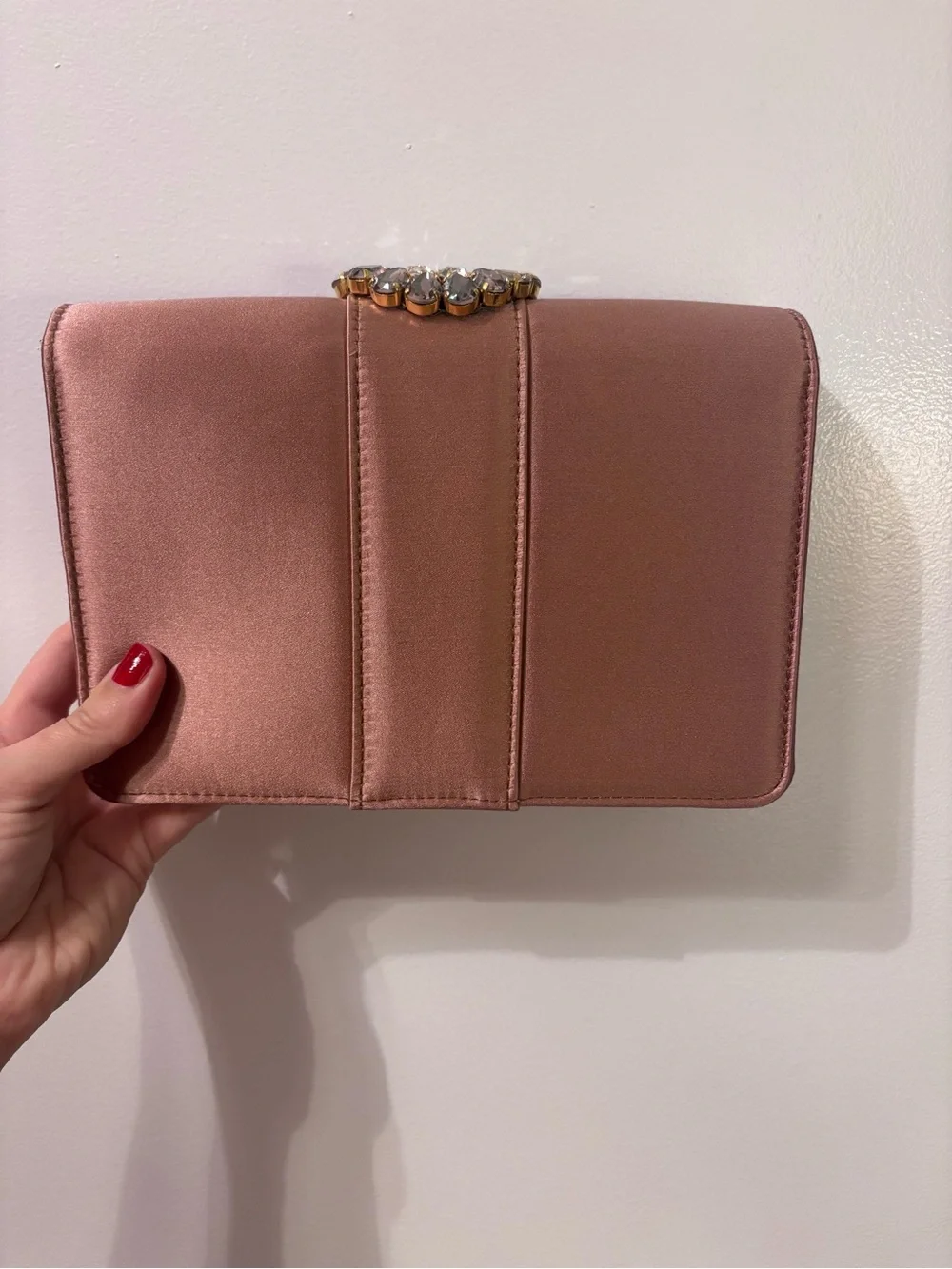NEW - Never Worn GEDEBE Pink Satin Embellished Crossbody Bag